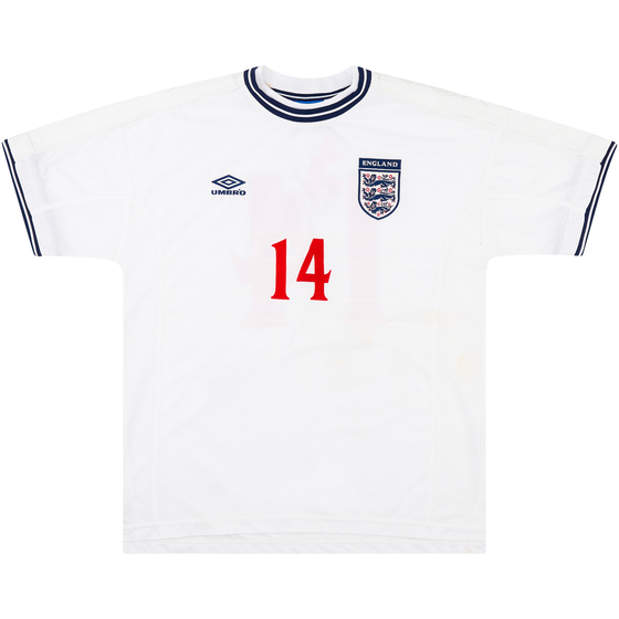 1999 England Match Issue Home Shirt #14 (Gray) v Hungary