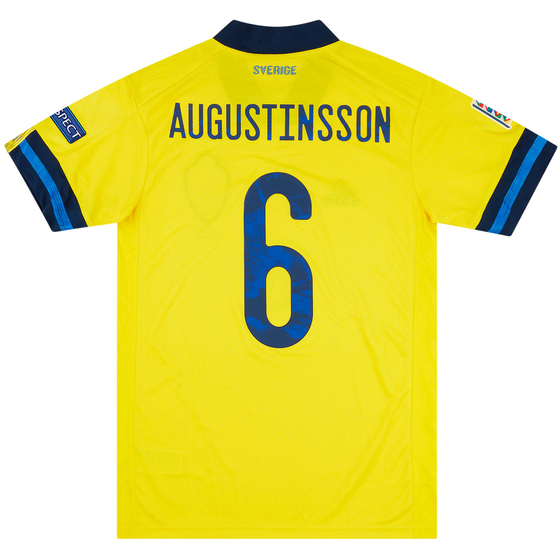 2020 Sweden Match Issue Nations League Home Shirt Augustinsson #6 (v Portugal)