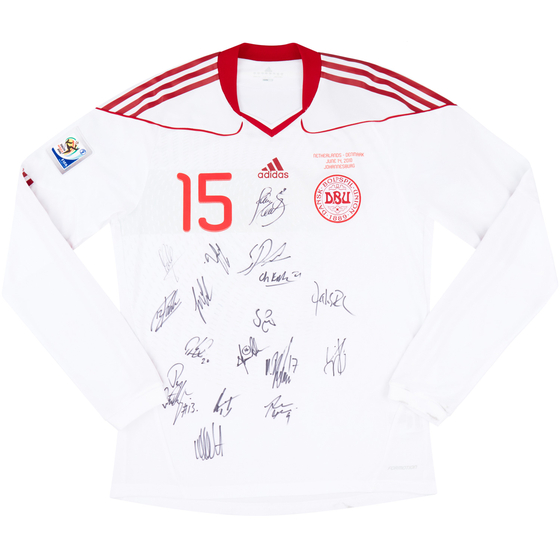 2010 Denmark Match Issue World Cup Signed Home L/S Shirt S.B. Poulsen #15 (v Netherlands)