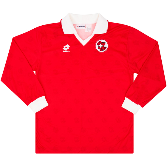 1995 Switzerland Match Worn Home L/S Shirt #4 (Henchoz) v England