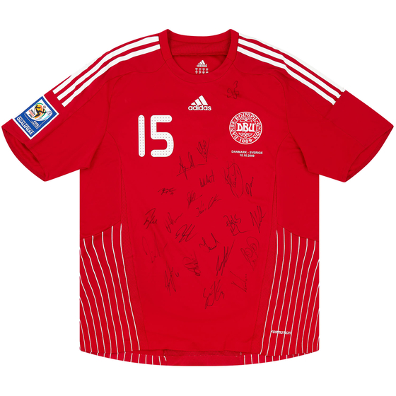 2009 Denmark Match Issue Signed Home Shirt #15 (Enevoldsen) v Sweden