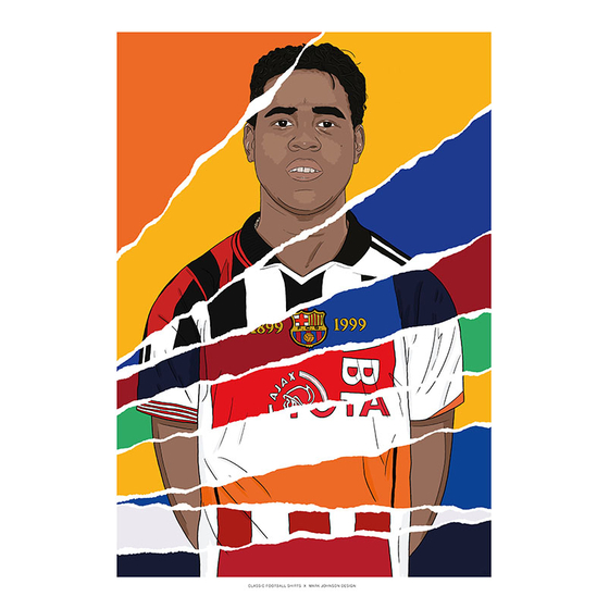 1994-2008 Patrick Kluivert Career In Shirts A3 Print/Poster