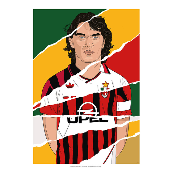 1984-2009 Paolo Maldini Career In Shirts A3 Print/Poster