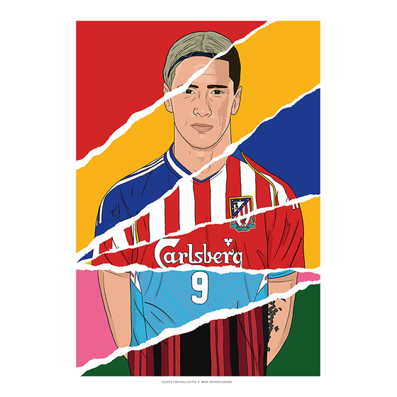2001-2019 Fernando Torres Career In Shirts A3 Print/Poster