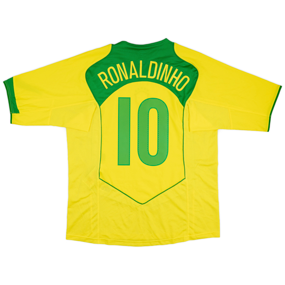2004-06 Brazil Home Shirt Ronaldinho #10 - 9/10 - (L)