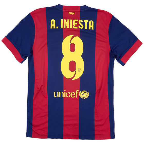 2014-15 Barcelona Home Shirt A.Iniesta #8 - 6/10 - (M)