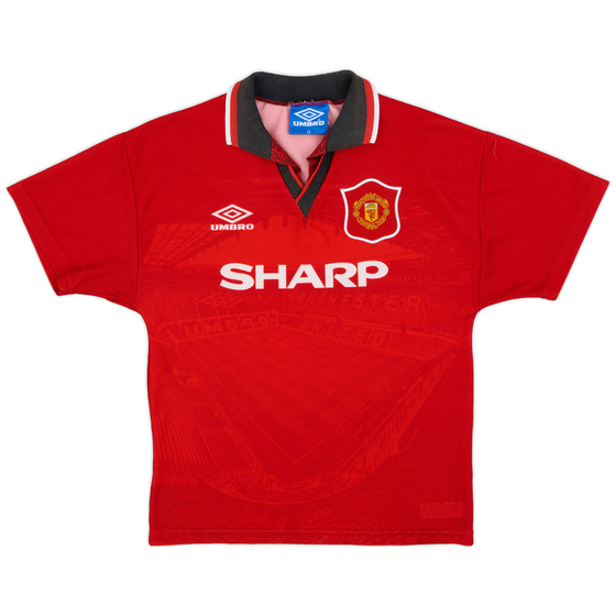 1996-98 Manchester United Home Shirt - 9/10 - (L.Boys)