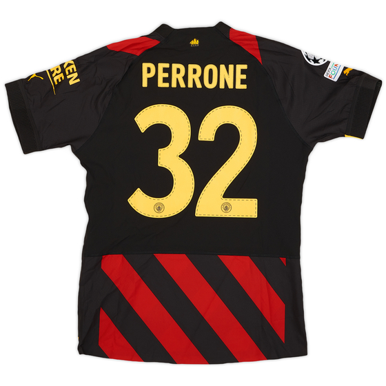 2022-23 Manchester City Match Issue Champions League Away Shirt Perrone #32