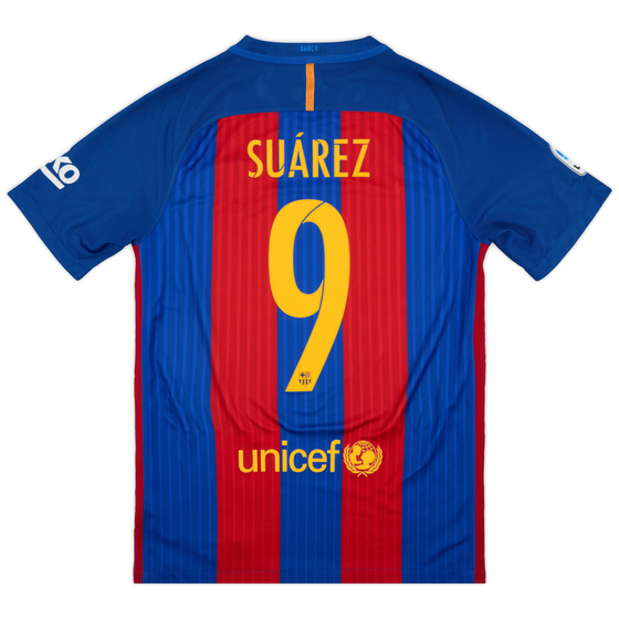 2016-17 Barcelona Home Shirt Suárez #9 - 9/10 - (S)