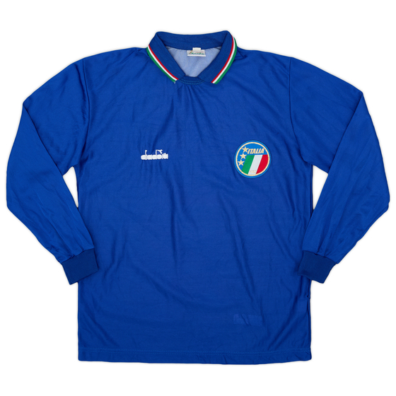 1986-91 Italy Home L/S Shirt - 9/10 - (XL.Boys)