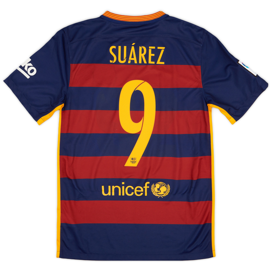2015-16 Barcelona Home Shirt Suarez #9 - 8/10 - (S)