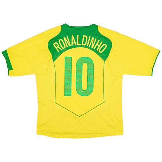 2004-06 Brazil Home Shirt Ronaldinho #10 - 8/10 - (L)