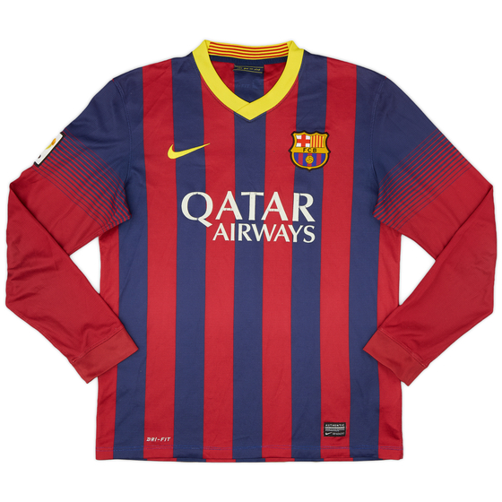 2013-14 Barcelona Home L/S Shirt - 4/10 - (M)