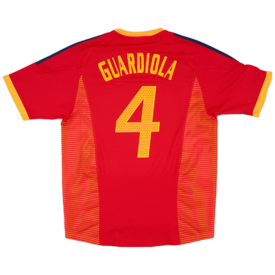 2002-04 Spain Home Shirt Guardiola #4 - 8/10 - (M)