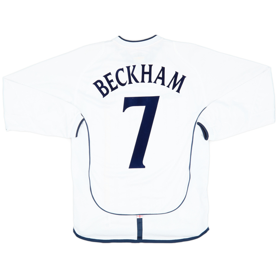 2001-03 England Home L/S Shirt Beckham #7 - 9/10 - (S)
