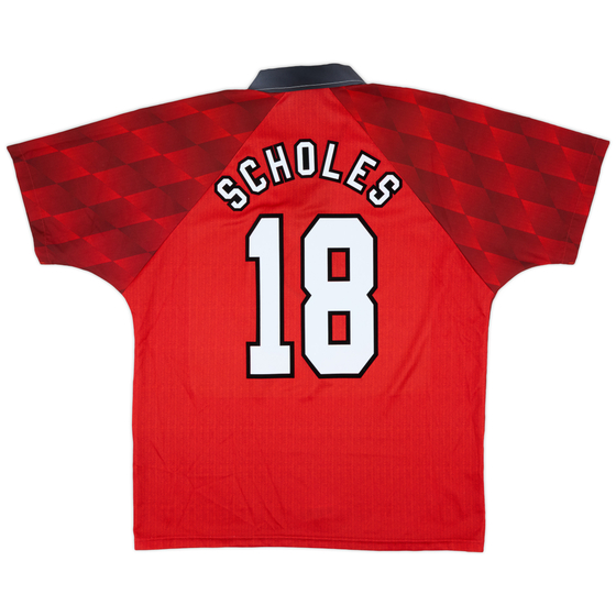 1996-98 Manchester United Home Shirt Scholes #18 - 9/10 - (L)