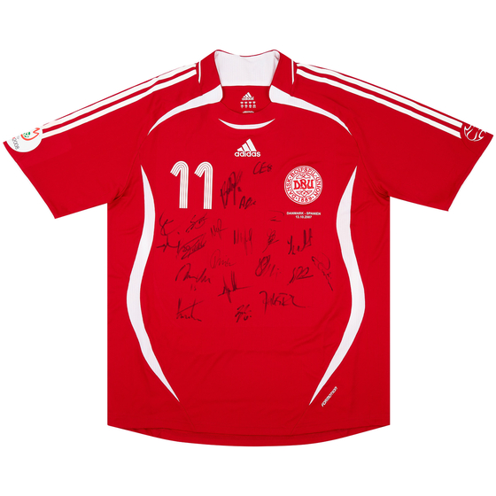 2007 Denmark Match Issue Signed Home Shirt #11 (Rommedahl) v Spain