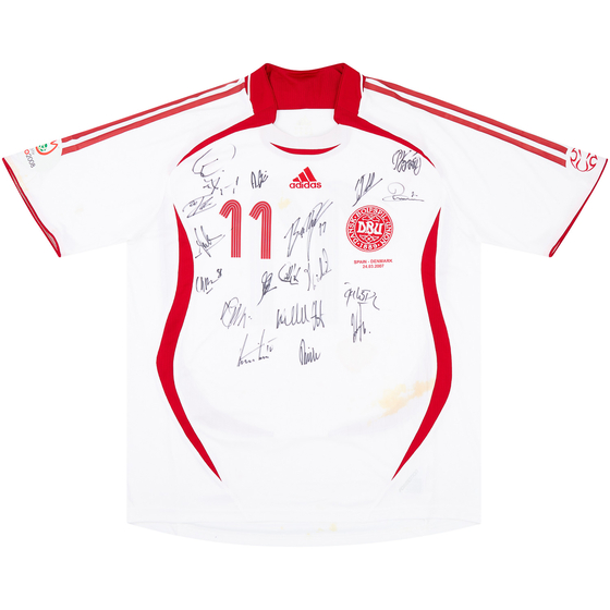 2007 Denmark Match Issue Signed Away Shirt #11 (Rommedahl) v Spain