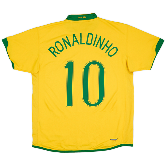 2006-08 Brazil Home Shirt Ronaldinho #10 - 8/10 - (L)