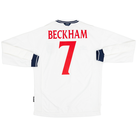 1999-01 England Home L/S Shirt Beckham #7 - 9/10 - (M)