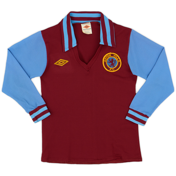 1974-75 Aston Villa Home L/S Shirt - 6/10 - (XS.Boys)