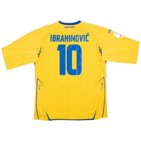 2007-09 Sweden Home L/S Shirt Ibrahimović #10 - 8/10 - (L)