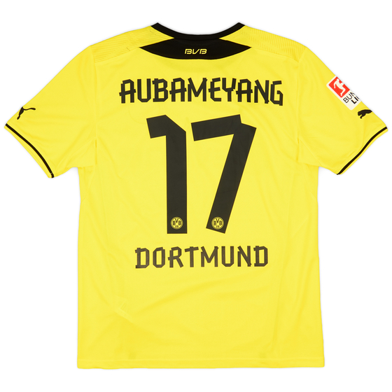 2013-14 Borussia Dortmund Signed Home Shirt Aubameyang #17 - 9/10 - (M)