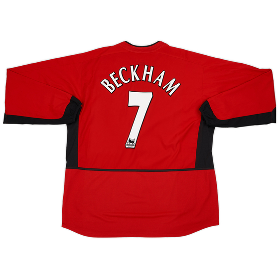 2002-04 Manchester United Home L/S Shirt Beckham #7 - 8/10 - (XXL)