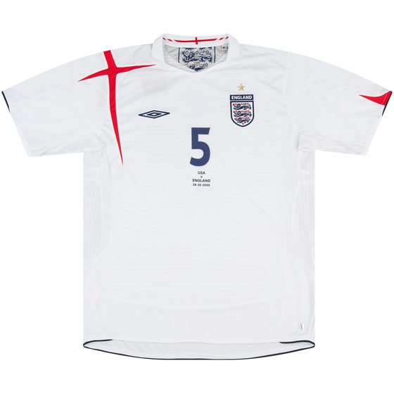 2005 England Match Worn Home Shirt Brown #2 (v USA)