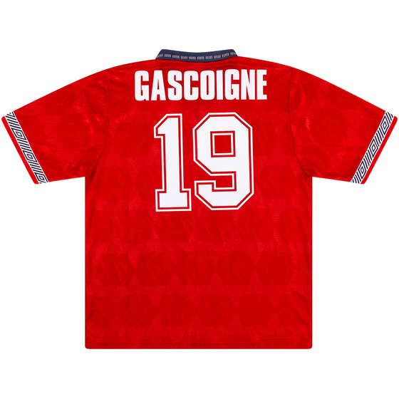 1990-92 England Away Shirt Gascoigne #19 - 8/10 - (L)