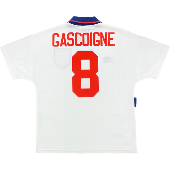 1993-95 England Home Shirt Gascoigne #8 - 8/10 - (L)