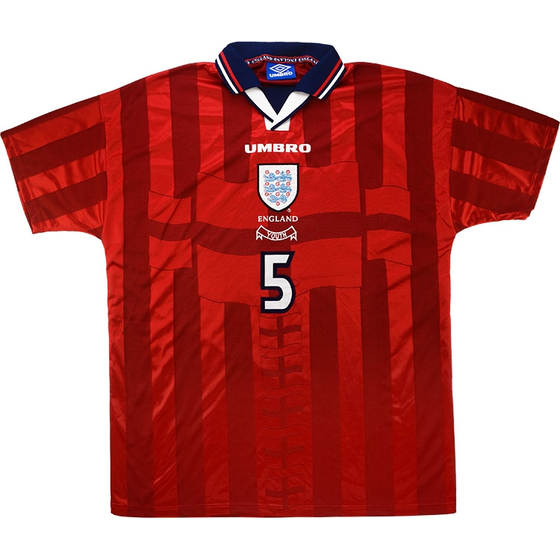 1998-99 England U-18 Match Issue Away Shirt #5 (Wright)