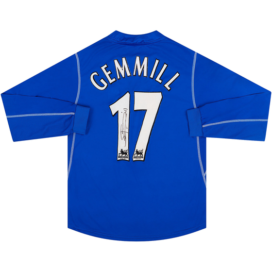 2002-03 Everton Match Issue Signed Home L/S Shirt Gemmill #17