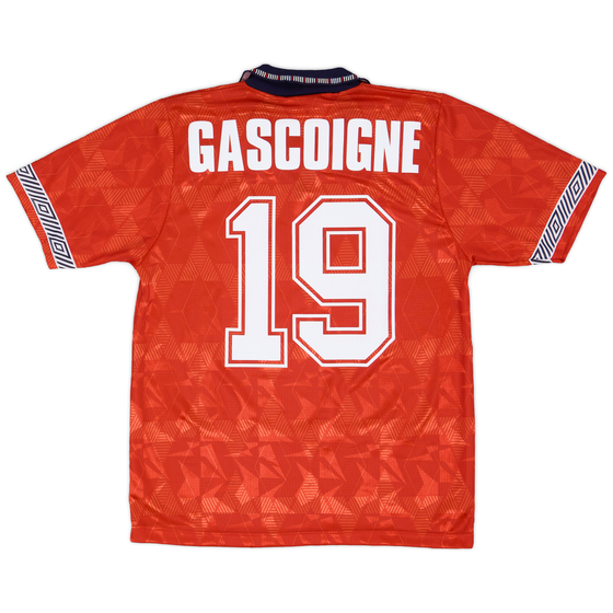1990-93 England Away Shirt Gascoigne #19 - 9/10 - (S)