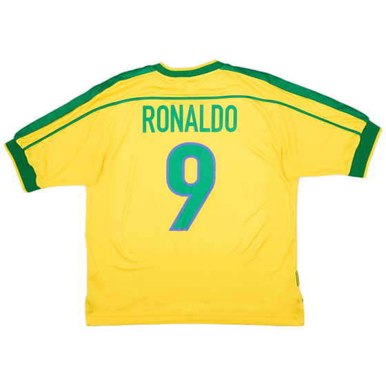 1998-00 Brazil Home Shirt Ronaldo #9 - 8/10 - (M)