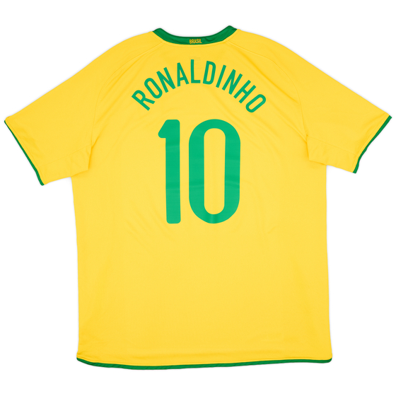 2008-10 Brazil Home Shirt Ronaldinho #10 - 7/10 - (XXL)