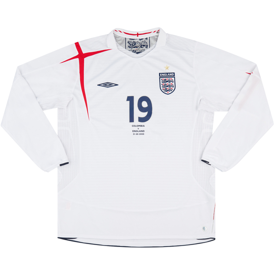 2005 England Match Issue Home L/S Shirt Brown #19 (v Colombia)