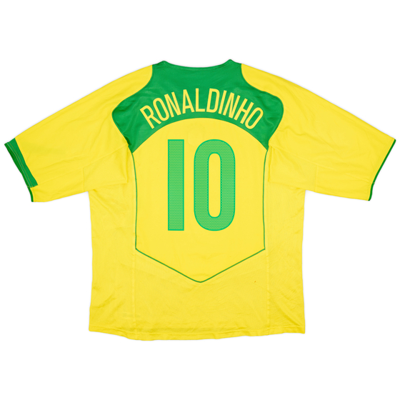 2004-06 Brazil Home Shirt Ronaldinho #10 - 6/10 - (L)
