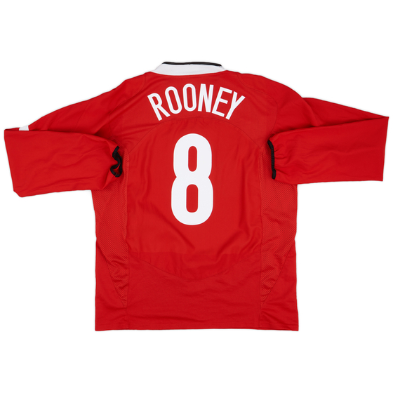 2004-06 Manchester United Home L/S Shirt Rooney #8 - 9/10 - (XL)