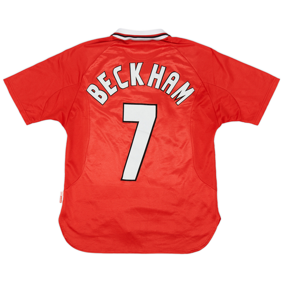 1997-00 Manchester United CL Shirt Beckham #7 - 8/10 - (L.Boys)