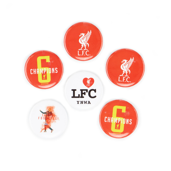 2019-20 Liverpool 6 Pack Button Badges Set