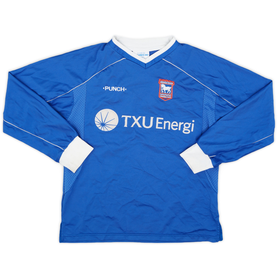 2001-02 Ipswich Home L/S Shirt - 7/10 - (Y)