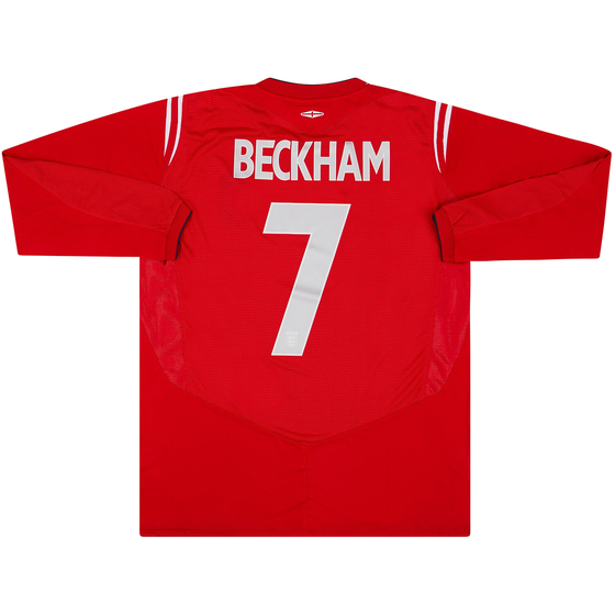 2004-06 England Away L/S Shirt Beckham #7 XL