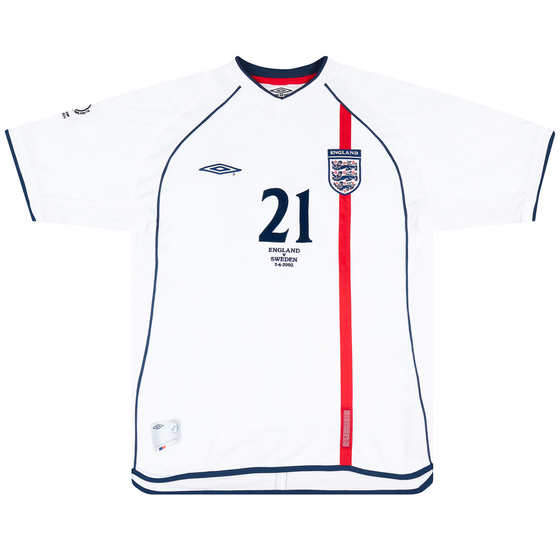 2002 England Match Issue World Cup Home Shirt Butt #21 (v Sweden)