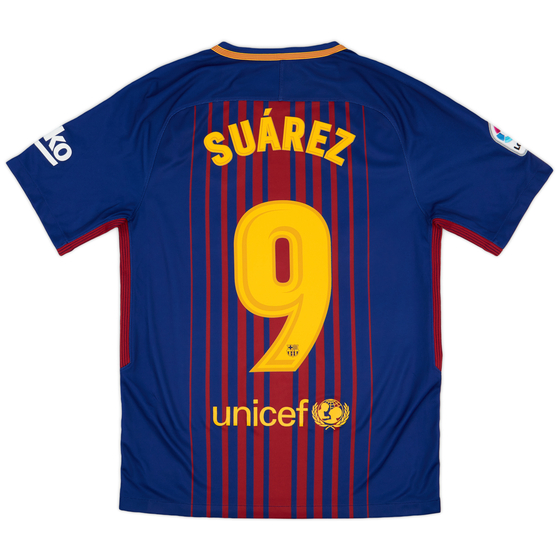 2017-18 Barcelona Home Shirt Suarez #9 - 8/10 - (S)