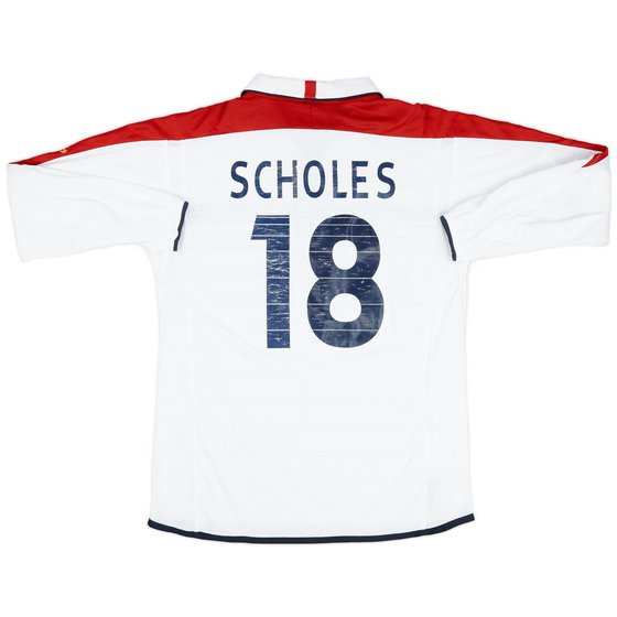 2003-05 England Home L/S Shirt Scholes #18 - 6/10 - (M)
