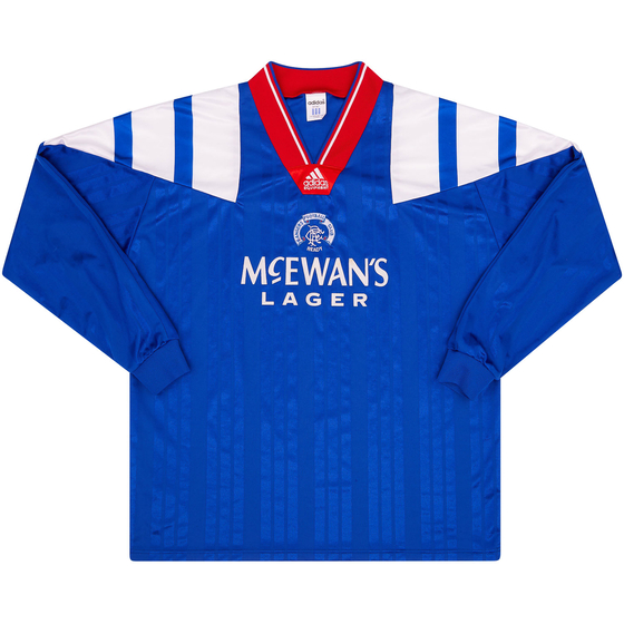 1992-94 Rangers Player Issue Home L/S Shirt - 8/10 - (L/XL)
