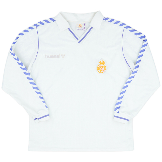 1986-88 Real Madrid Home L/S Shirt - 8/10 - (XL)
