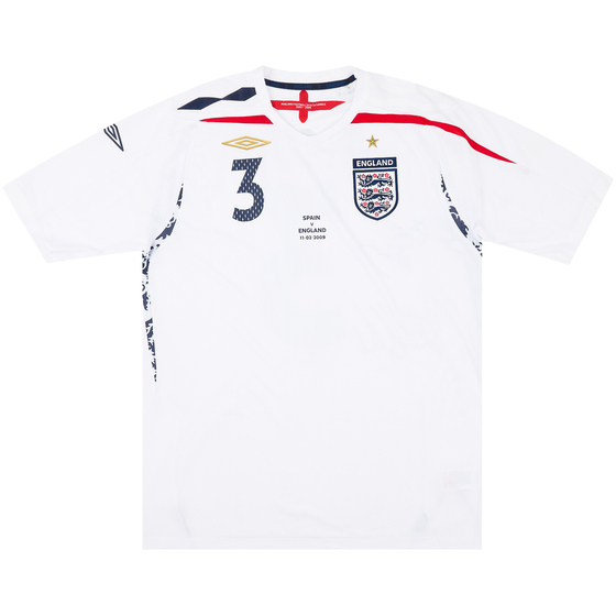 2009 England Match Issue Signed Home Shirt A.Cole #3 (v Spain)