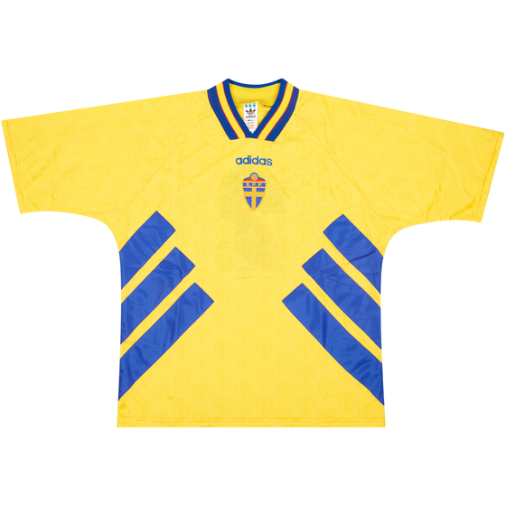 1995 Sweden Match Worn Umbro Cup Home Shirt #2 (Sundgren) v England